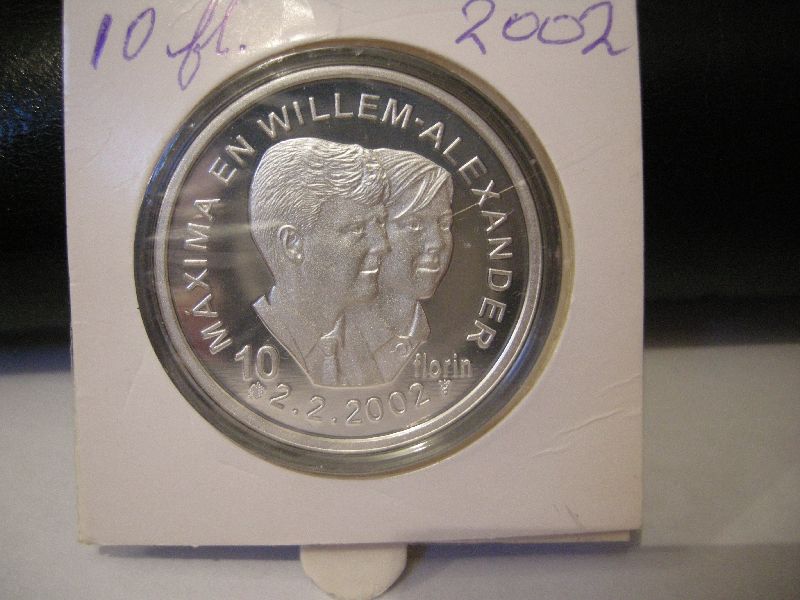(afbeelding voor) 10 Florin 2002 Aruba Huwelijksmunt Proof in Capsule